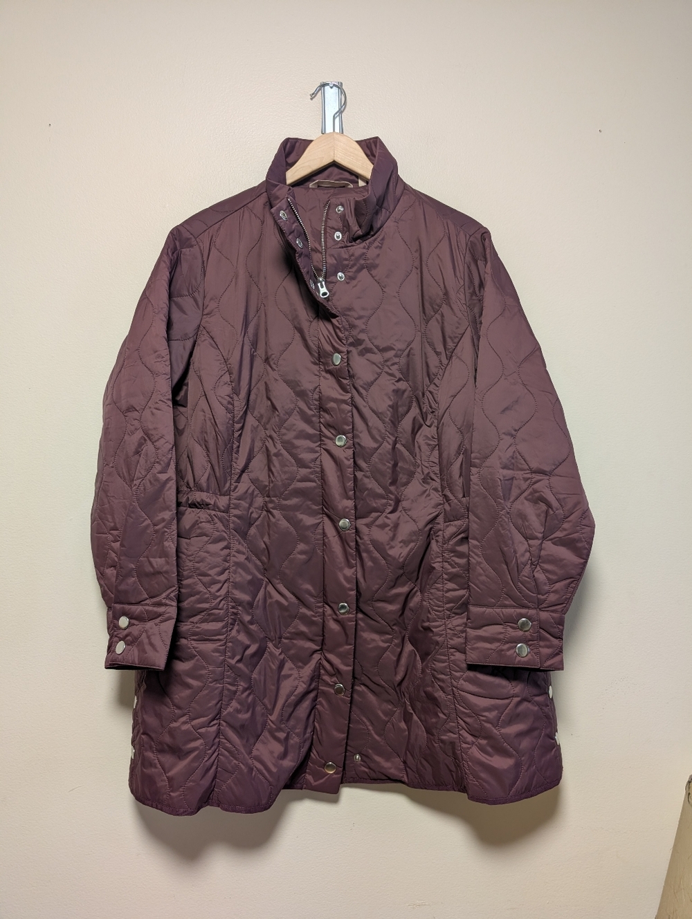 Soft Surroundings Quilted Jacket Plum Snap Zip Women 1X